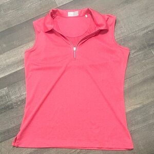 Callaway Sleeveless Pink Zip Polo Tank